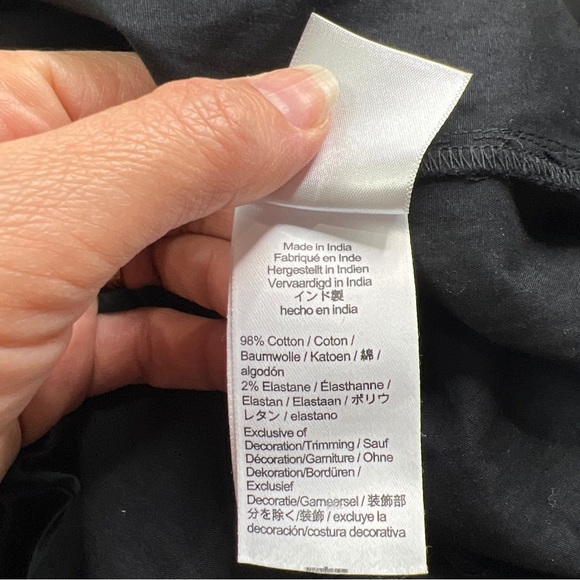 J Crew Midi Dress XS Cotton Blend Black Ruffle 3/4 Sleeve Scalloped Edge A051023 - Picture 5 of 8